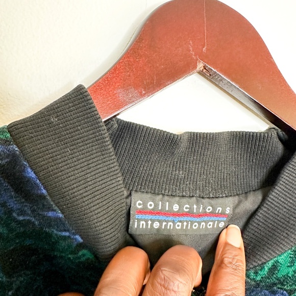 Vintage Collection International Floral Bomber Jacket| Suede Bomber Jacket Size - Picture 3 of 9